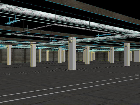 Basement low poly underground parking Modèle 3D