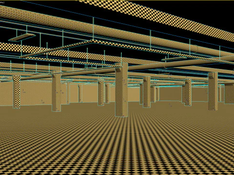 Basement low poly underground parking 3D Model