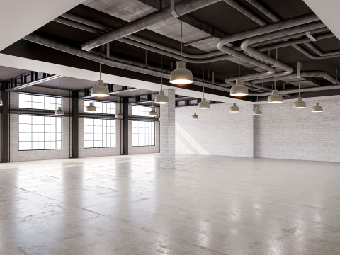 Low poly interior loft office hall 03 Modello 3D