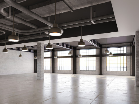 Low poly interior loft office hall 03 Modello 3D