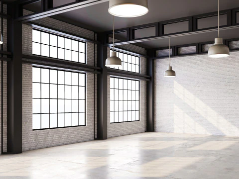 Low poly interior loft office hall 03 3D Model