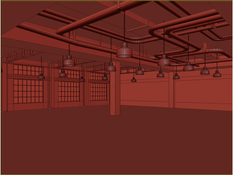 Low poly interior loft office hall 03 Modello 3D
