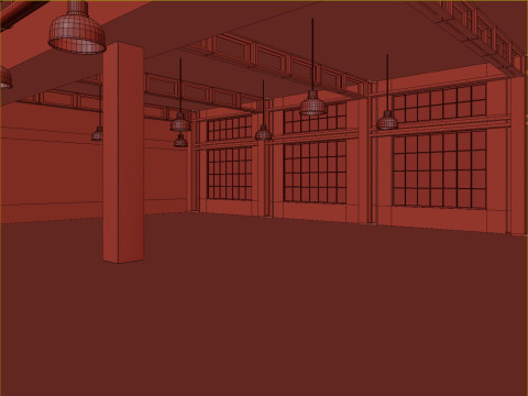 Low poly interior loft office hall 03 Modello 3D