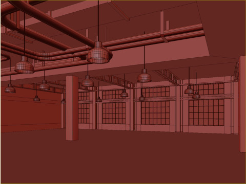 Low poly interior loft office hall 03 Modello 3D