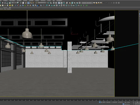 Low poly interior loft office hall 03 3D Model