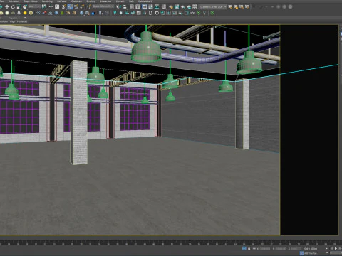 Low poly interior loft office hall 03 3D Model