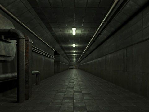 Lowpoly underground old corridor 01 Model 3D