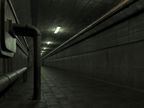 Lowpoly underground old corridor 01 Model 3D