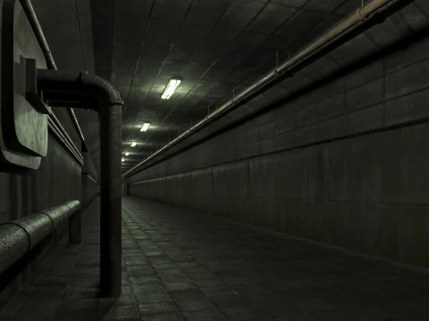 Lowpoly underground old corridor 01 3D Model
