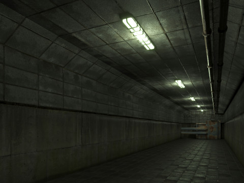 Lowpoly underground old corridor 01 Model 3D