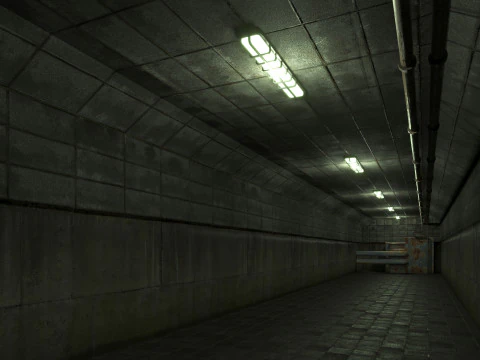 Lowpoly underground old corridor 01 3D Model
