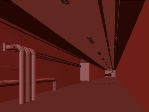 Lowpoly underground old corridor 01 Model 3D