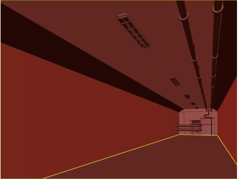 Lowpoly underground old corridor 01 Model 3D