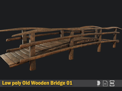 Old Wooden Medival Bridge 3D Model