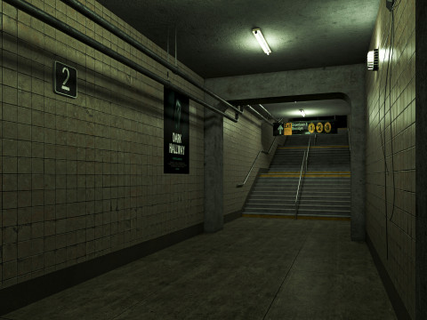 Old scary subway stair corridor 3D Model