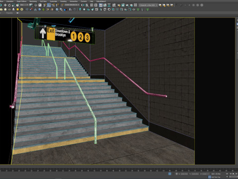 Old scary subway stair corridor 3D Model