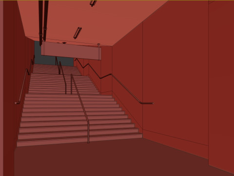 Old scary subway stair corridor 3D Model