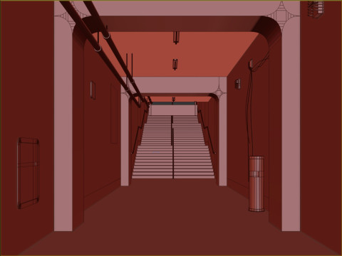 Old scary subway stair corridor 3D Model
