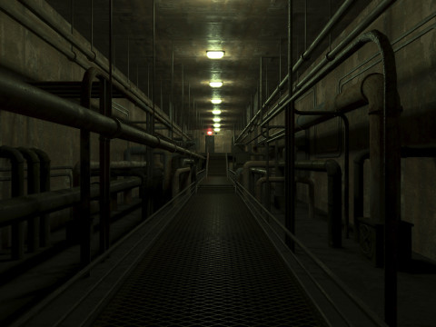 Rusty plumbing basement with pipes Model 3D