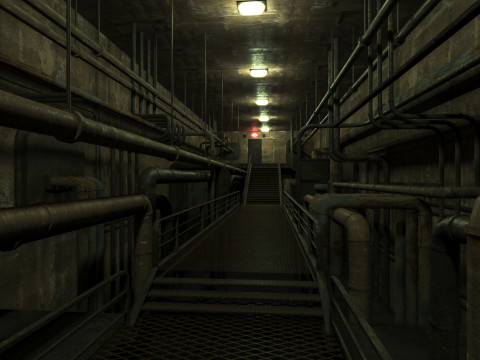 Rusty plumbing basement with pipes 3D Model