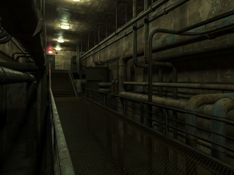 Rusty plumbing basement with pipes 3D Model