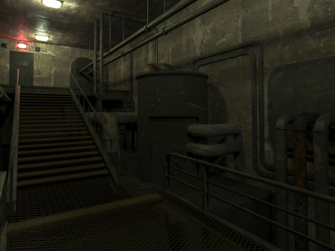 Rusty plumbing basement with pipes 3D Model