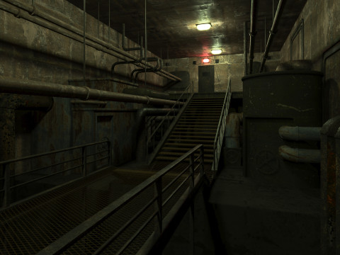 Rusty plumbing basement with pipes 3D Model
