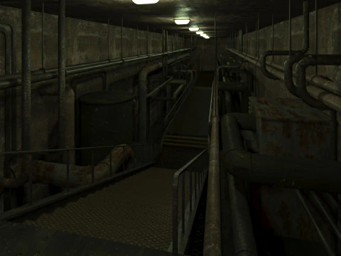 Rusty plumbing basement with pipes 3D Model