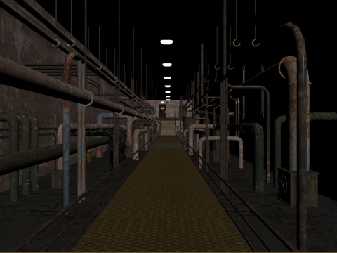 Rusty plumbing basement with pipes 3D Model