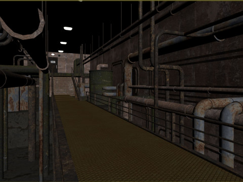 Rusty plumbing basement with pipes 3D Model