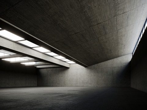Low poly interior hangar 3D Модель