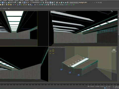 Low poly interior hangar 3D Model