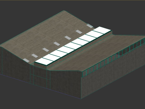 Low poly interior hangar 3D Модель