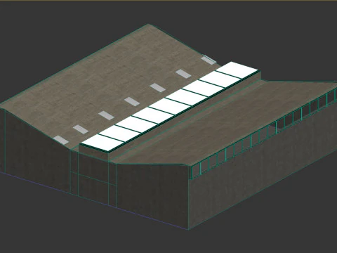 Low poly interior hangar 3D Model