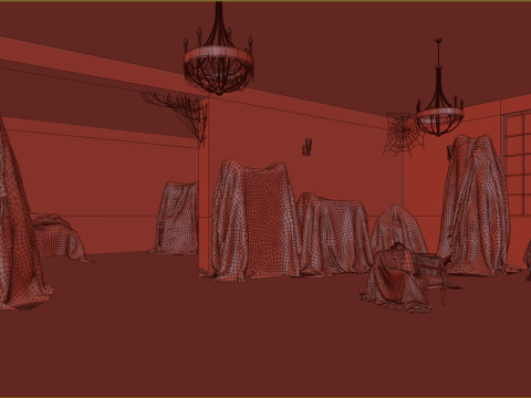 Old bloody haunted room 3D 모델