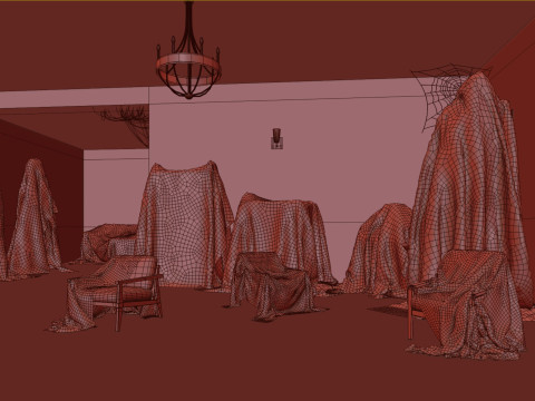 Old bloody haunted room 3D 모델