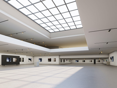Low poly gallery hall 01 3D 模型