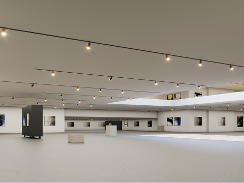 Low poly gallery hall 01 Modelo 3D