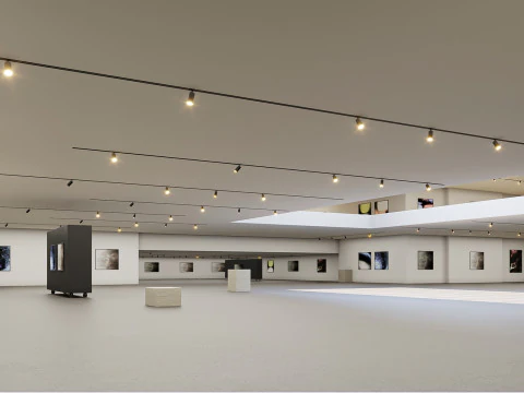 Low poly gallery hall 01 3D Model