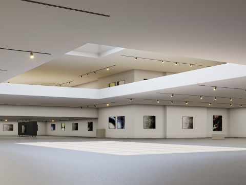 Low poly gallery hall 01 Modelo 3D