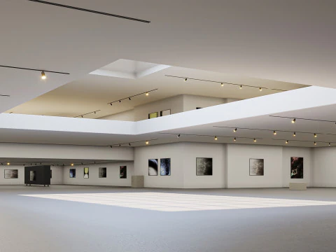 Low poly gallery hall 01 3D Model