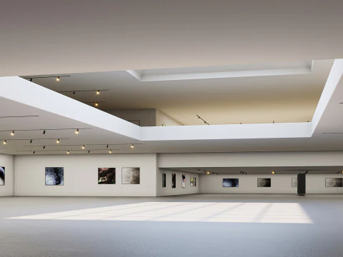 Low poly gallery hall 01 3D Model