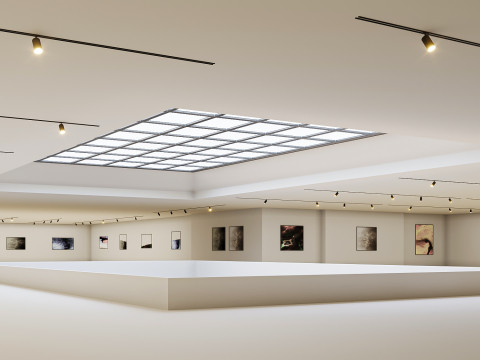 Low poly gallery hall 01 Modelo 3D