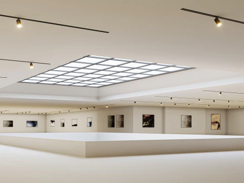 Low poly gallery hall 01 3D Model