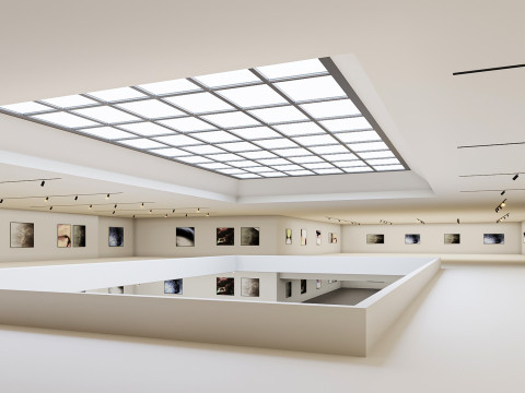 Low poly gallery hall 01 Modelo 3D