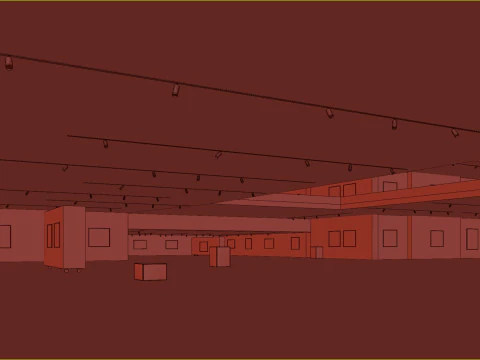 Low poly gallery hall 01 3D Model