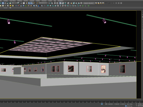 Low poly gallery hall 01 Modelo 3D