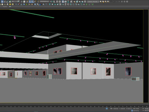 Low poly gallery hall 01 3D Model