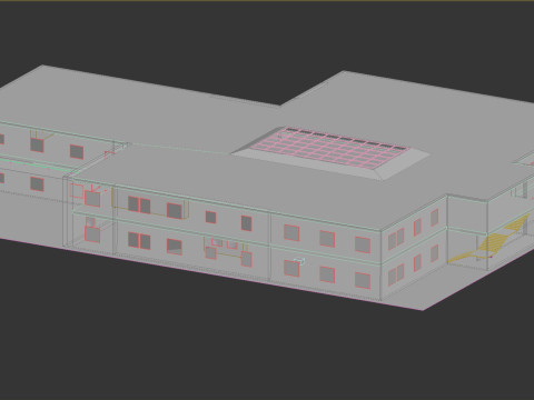 Low poly gallery hall 01 Modelo 3D