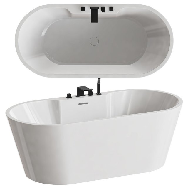 Acrylic bathtub ABBER 3D Model .c4d .max .obj .3ds .fbx .stl .blend
